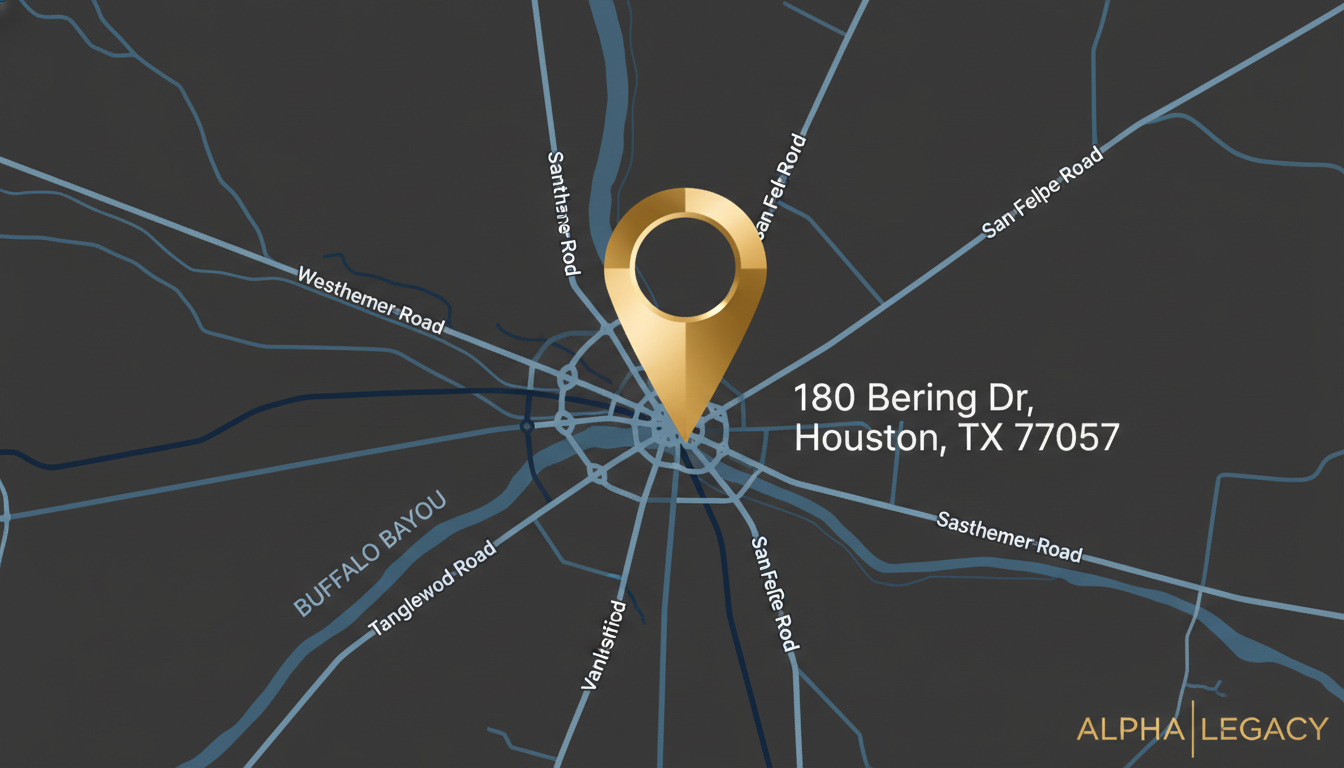 Map showing Lozano CPA office location at 1800 Bering, Houston, TX 77057